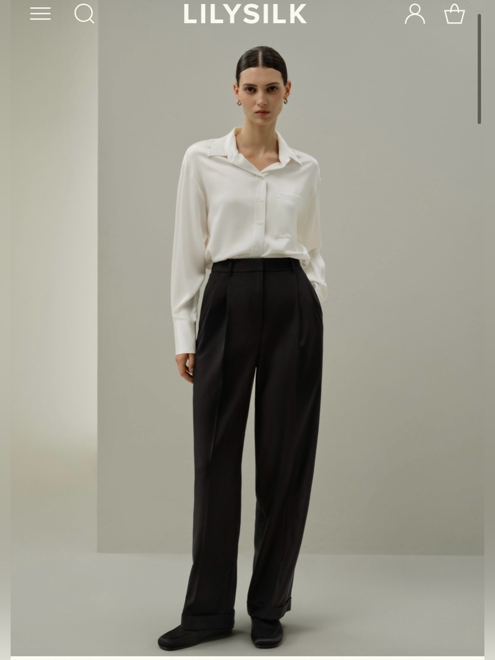 Lily Silk Wool-Silk Straight Leg Pants